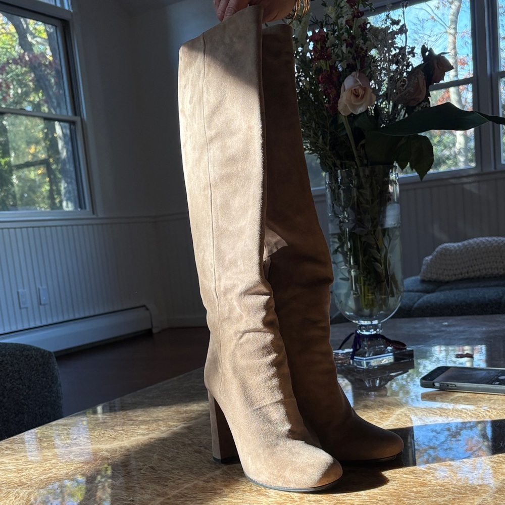 Prada Tan Over the Knee Boots